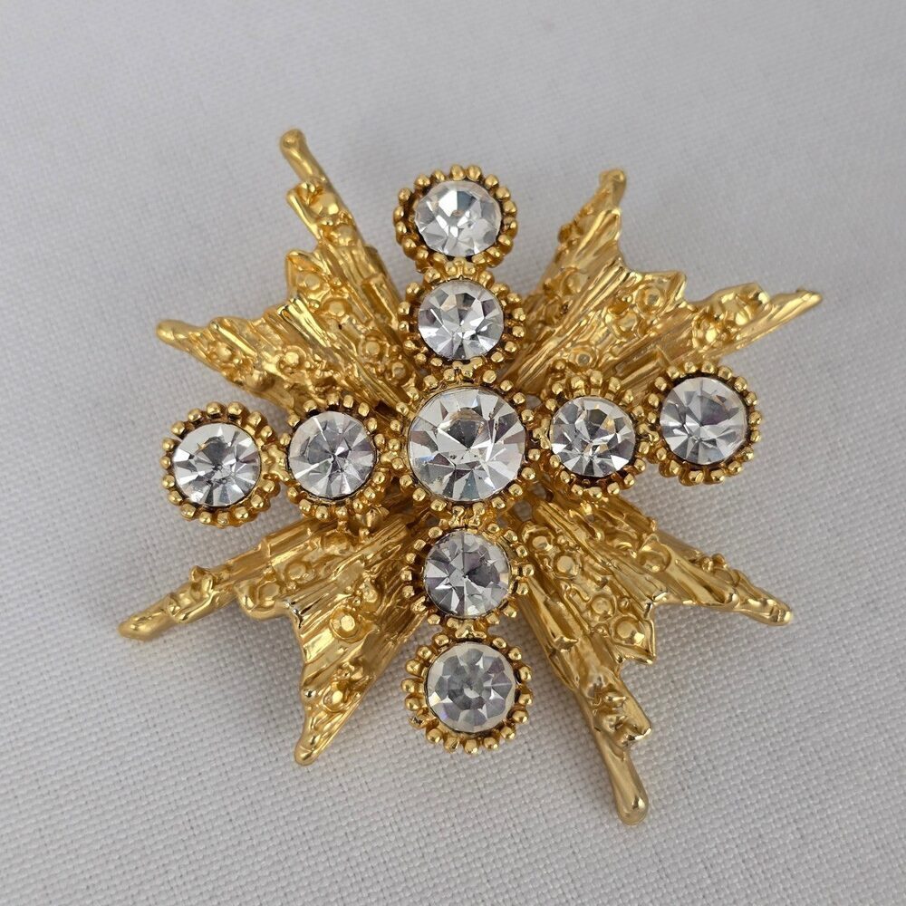 Vintage Gold Tone Star Burst Brooch